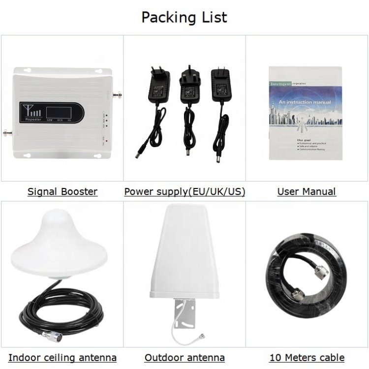 network booster 4g mobile signal repeater 900 1800 2100mhz triband 2g 3g 4g lte cell phone signal booster for home